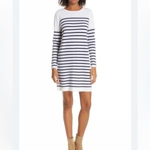 Allude cashmere striped sweater dress